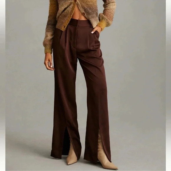 New Favorite Daughter Anthropologie The Favorite Pants Split High Rise in Brown - Picture 1 of 17